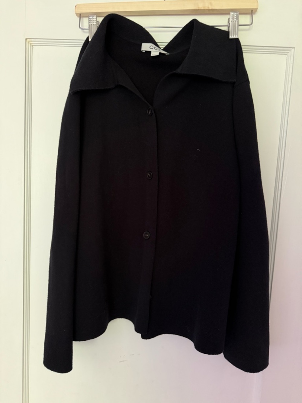 COS Black Knit Top with Branded Neck Tag
